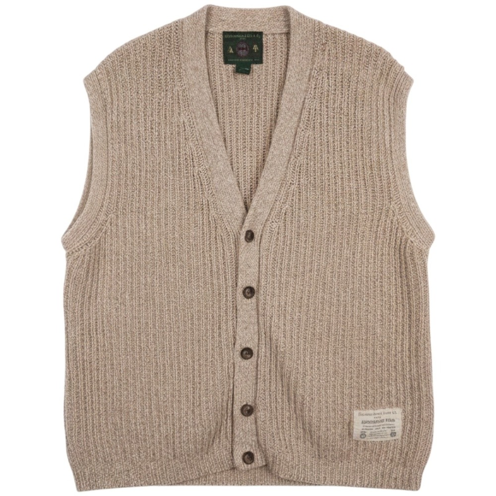 VTG Abercrombie & Fitch The Big Sweater Vest Mens L Beige Trail Guide Adirondack